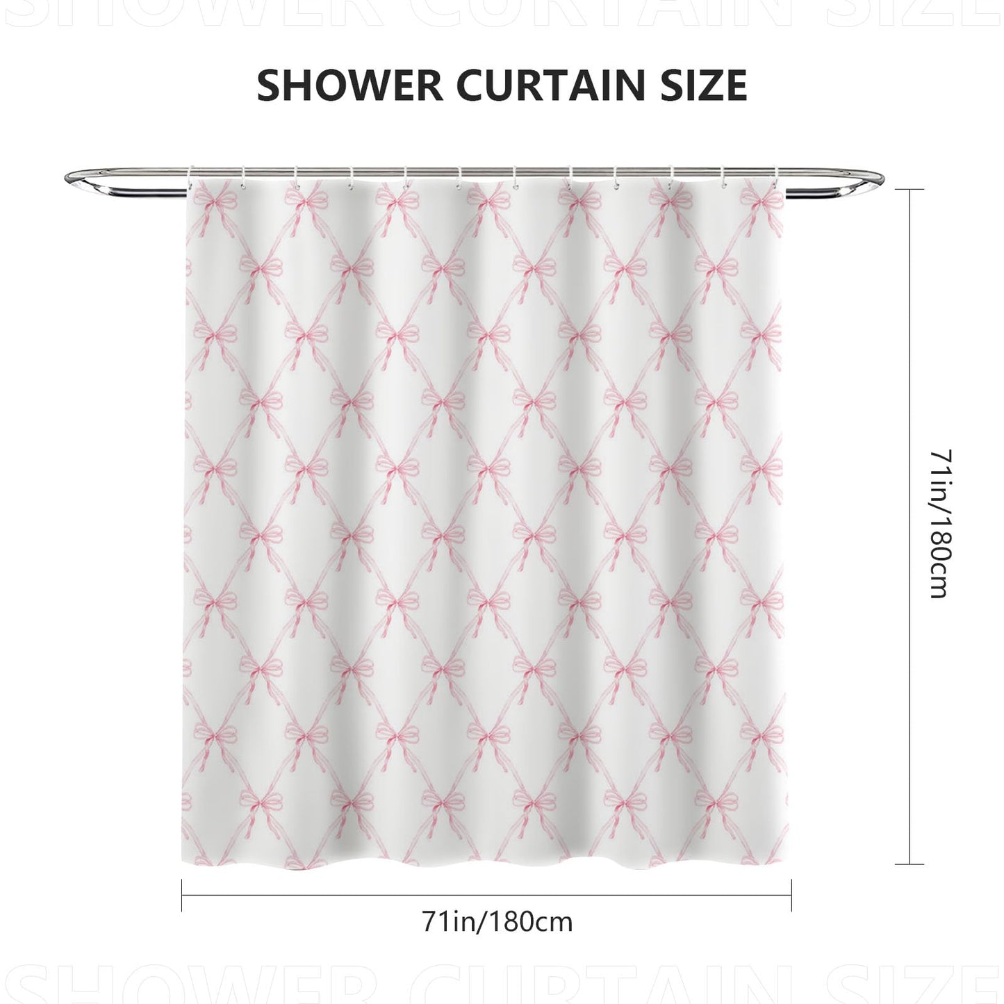 AIBIIN Cute Shower Curtain Pink Bow bath curtain for Bathroom Modern Aesthetic Cloth Shower Curtain Durable Waterproof Polyester Material with 12