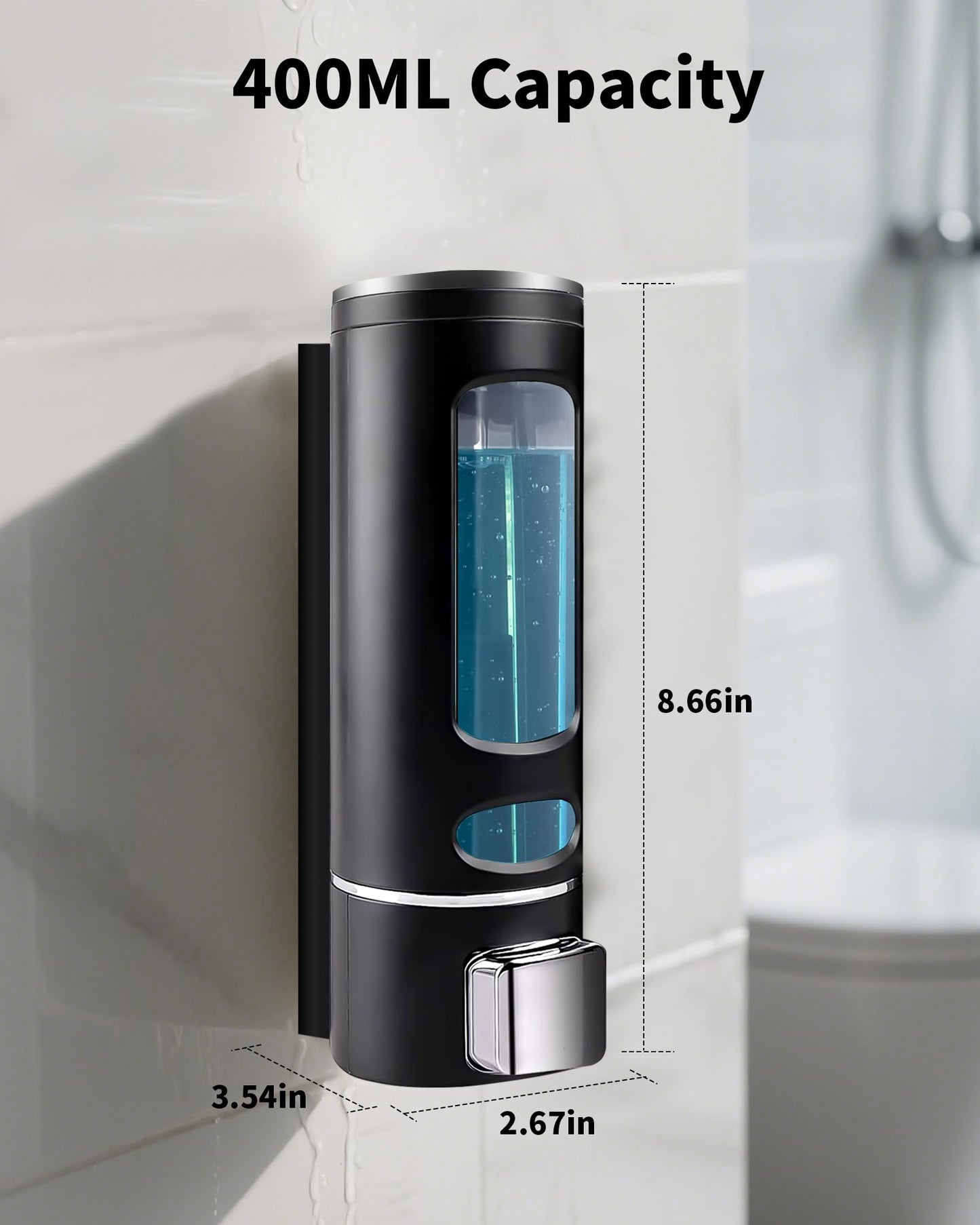 Soap Dispenser Wall Mounted 400ML,Liquid Shower Gel Shampoo Bottle for Bathroom/Kitchen/Handwash(1)