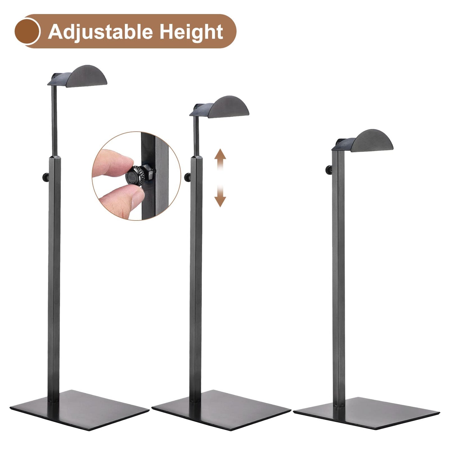 sourcing map Purse Display Stand Set 3 Pack Metal Adjustable Handbag Rack Single Hook Holder for Boutique Store - Black
