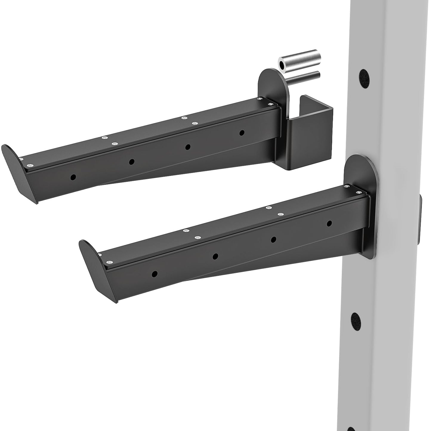 Kipika Safety Spotter Arms for 3" x 3" Power Racks with 5/8" & 1" Holes - Heavy Duty Barbell Safety Catches with Rubber Pad - Adjustable and Easy to