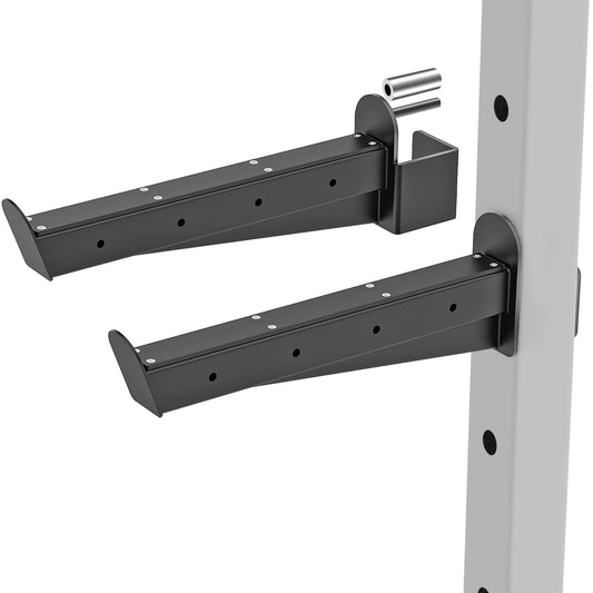 Kipika Safety Spotter Arms for 3" x 3" Power Racks with 5/8" & 1" Holes - Heavy Duty Barbell Safety Catches with Rubber Pad - Adjustable and Easy to