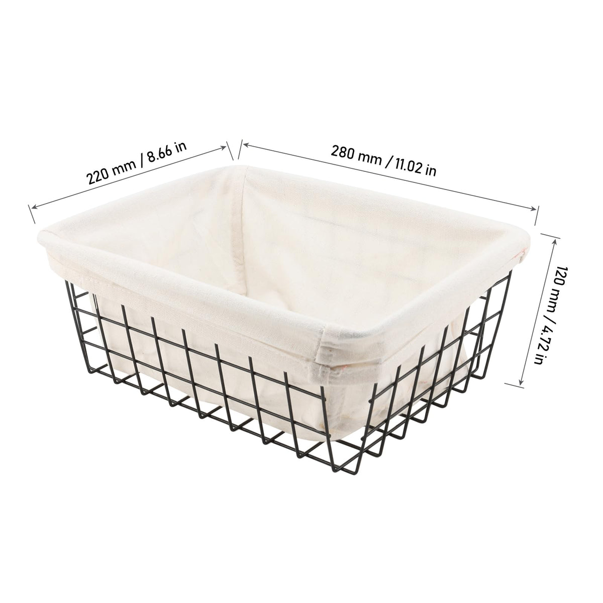 MOUYAT 4 PCS Wire Storage Basket, Stackable Chest Freezer Baskets with Liner, Black Wire Basket Storage Organiser for Kitchen, Pantry, Cabinet
