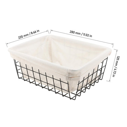 MOUYAT 4 PCS Wire Storage Basket, Stackable Chest Freezer Baskets with Liner, Black Wire Basket Storage Organiser for Kitchen, Pantry, Cabinet