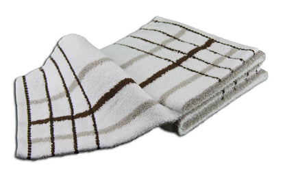 Gözze - Beach Towel, Set of 2, 100% Cotton, Berlin, Striped, 50 x 100 cm - Taupe/Chocolate