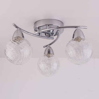 AUROLITE AL1031 BOLLA 3xG9 LED Semi Flush Ceiling Light, Polished Chrome Finish, 12W, Ideal for Living Room, Bedroom, Kitchen, and Hallway, Straight,