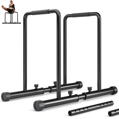 YOLEO Adjustable Dip Bars- 500KG/1100lbs Dip Stand Parallettes Bar Gymnastics Bar Dip Station with Safety Connector, Pull Up Station Portable Gym Bar