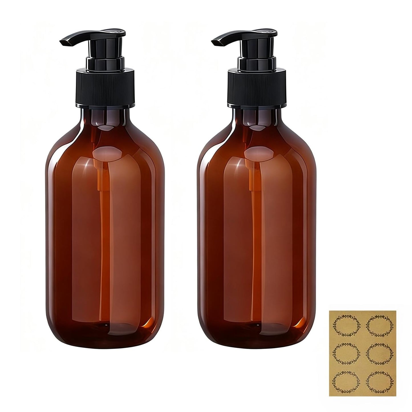 2Pcs Pump Bottle Dispenser, Alledomain 300ML/10OZ Refillable Empty Press Pump Bottles
