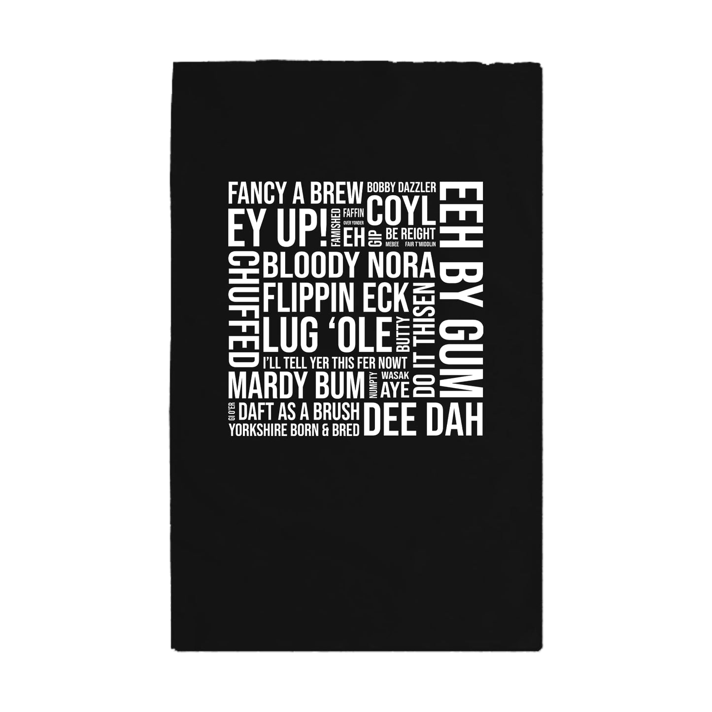 SMARTYPANTS Yorkshire Sayings Tea Towel - Novelty Yorkshire Accent Words Funny Be Reight Chuffed Nora Ey Up! Duck Mardy Bum Flippn' Eck Home Kitchen