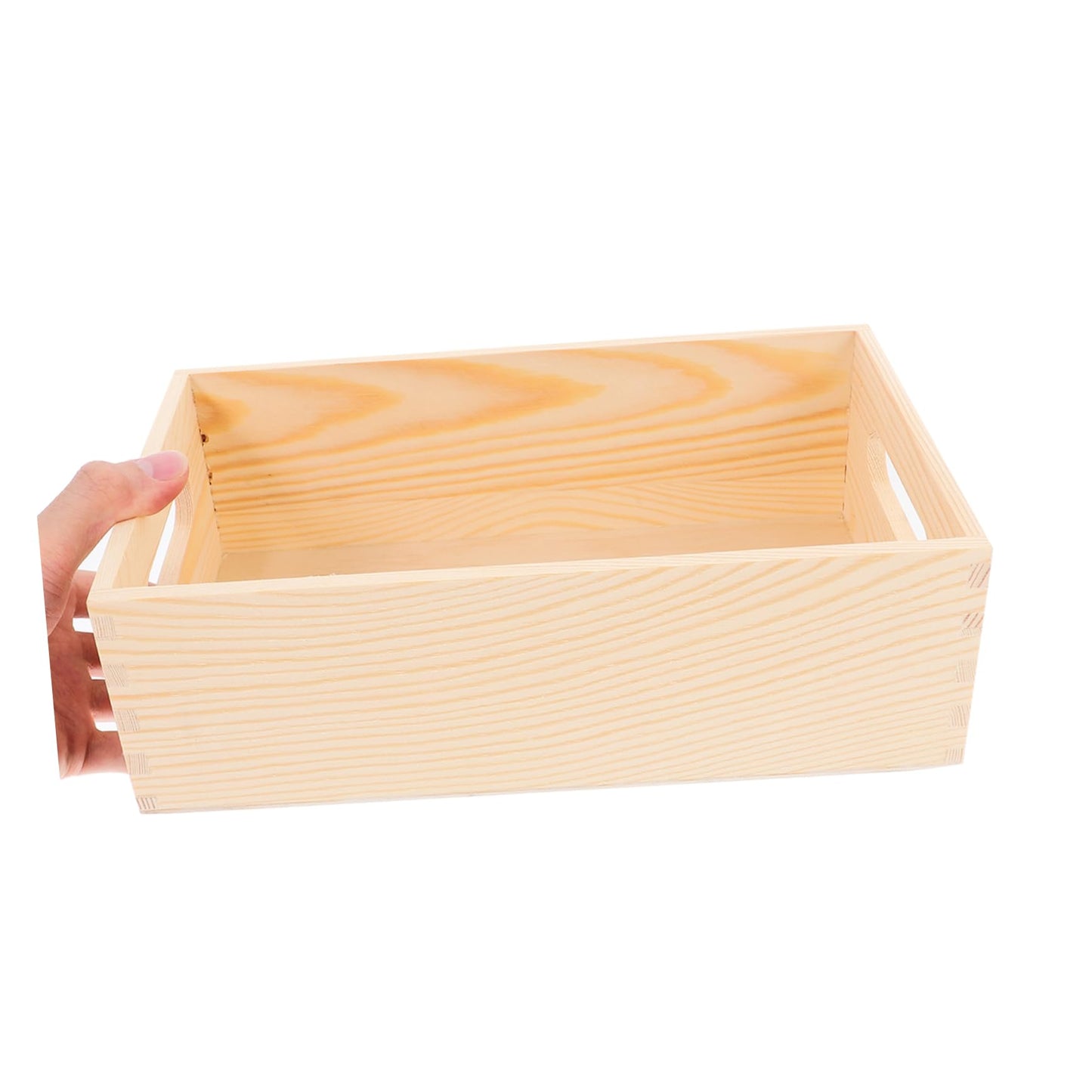 HOMOCONO Wooden Organizer Box with Builtin Side Handles Small Desktop Crate Storage Box for Home Storage with Fine Craftsmanship and Minimalist Design