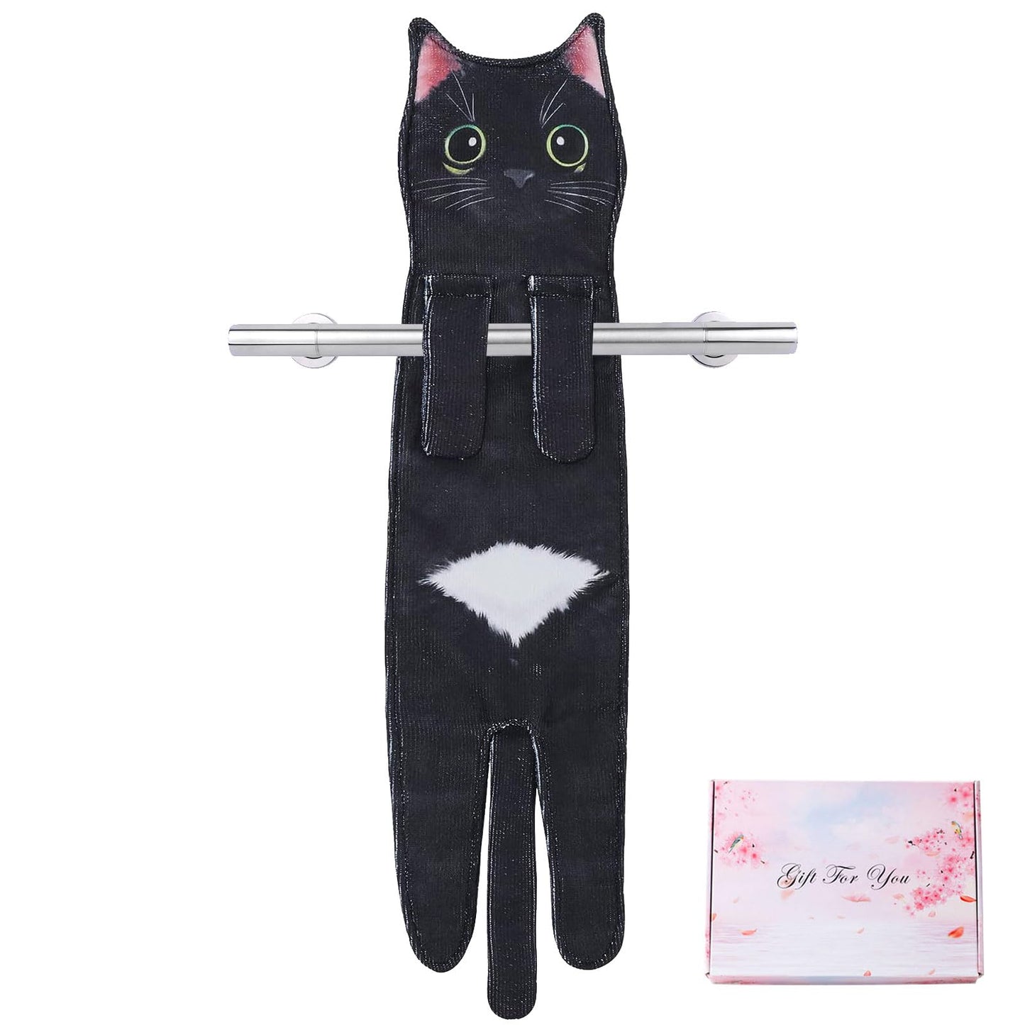 GWAWG Cat Funny Hand Towels,Cute Bathroom Kitchen Towels,Decorative Hanging Kitchen Towel,Cat Gifts for Cat Lovers,Gifts for Women Mum Christmas