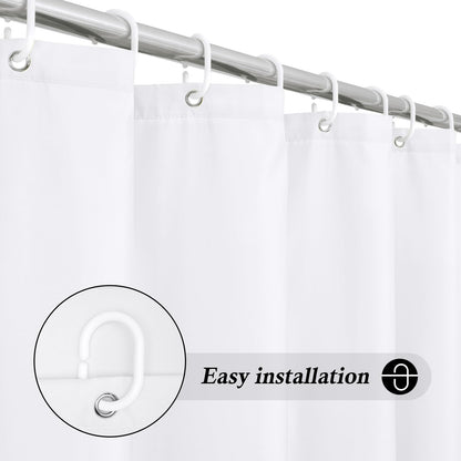 EurCross Water-resistant Fabric Shower Curtain for Bathroom or Outdoor Garden,Machine Wasable Solid White Shower Curtain liner 180 x 180cm Drop