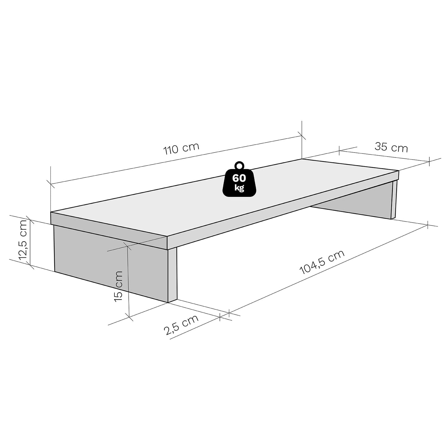 Henor TV Lift Stand 110 x 35 x 15 cm White Supports 60 kg