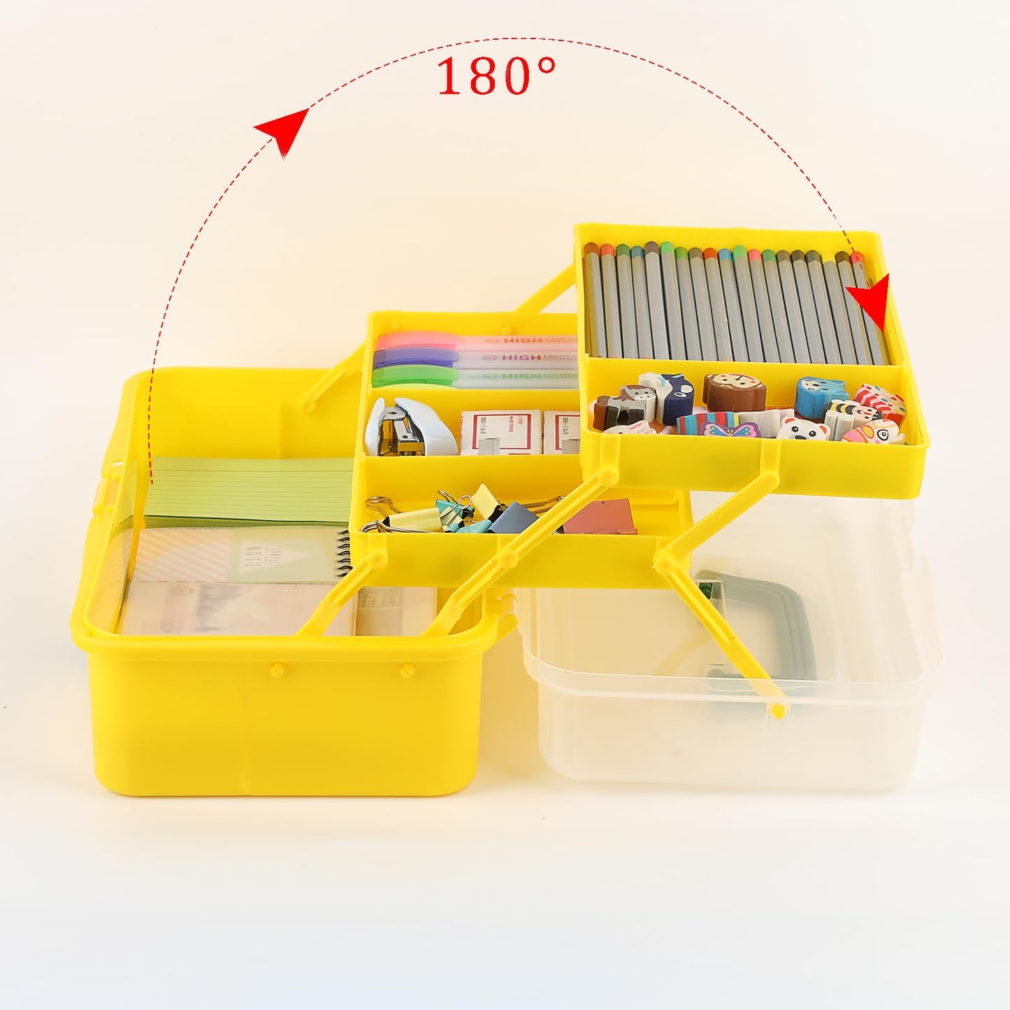 IGNPION 3 Tiers Craft Stackable Storage Box，Plastic Tool Dividers Organiser