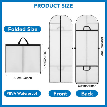 Dntorx 4PCS Long Dress Bags Covers PEVA Wedding Dress Bags 71in, White
