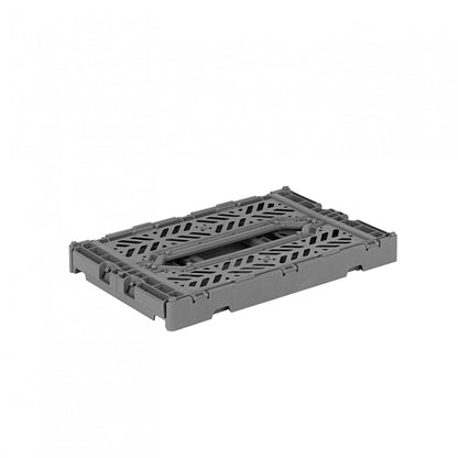 Ay-Kasa Folding Box, Sturdy Plastic Folding Box, Stackable, Stone Grey, Mini 27 x 17 x 11 cm