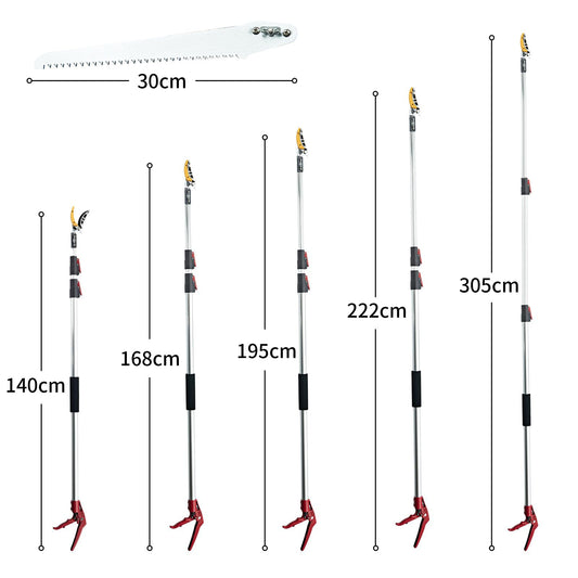 FLORA GUARD 1.4-3m Extendable Long Reach Pruner - Long Reach Pole Saw, Telescopic Fruit Picker, Long Reach Telescopic Tree Pruner - Lightweight Tree