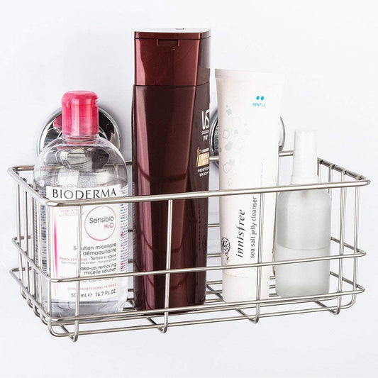 SANNO Suction Cup Shower Caddy Basket for Shampoo Combo Organizer Basket Stainless Steel Holder for Bathroom Storagepack of 2