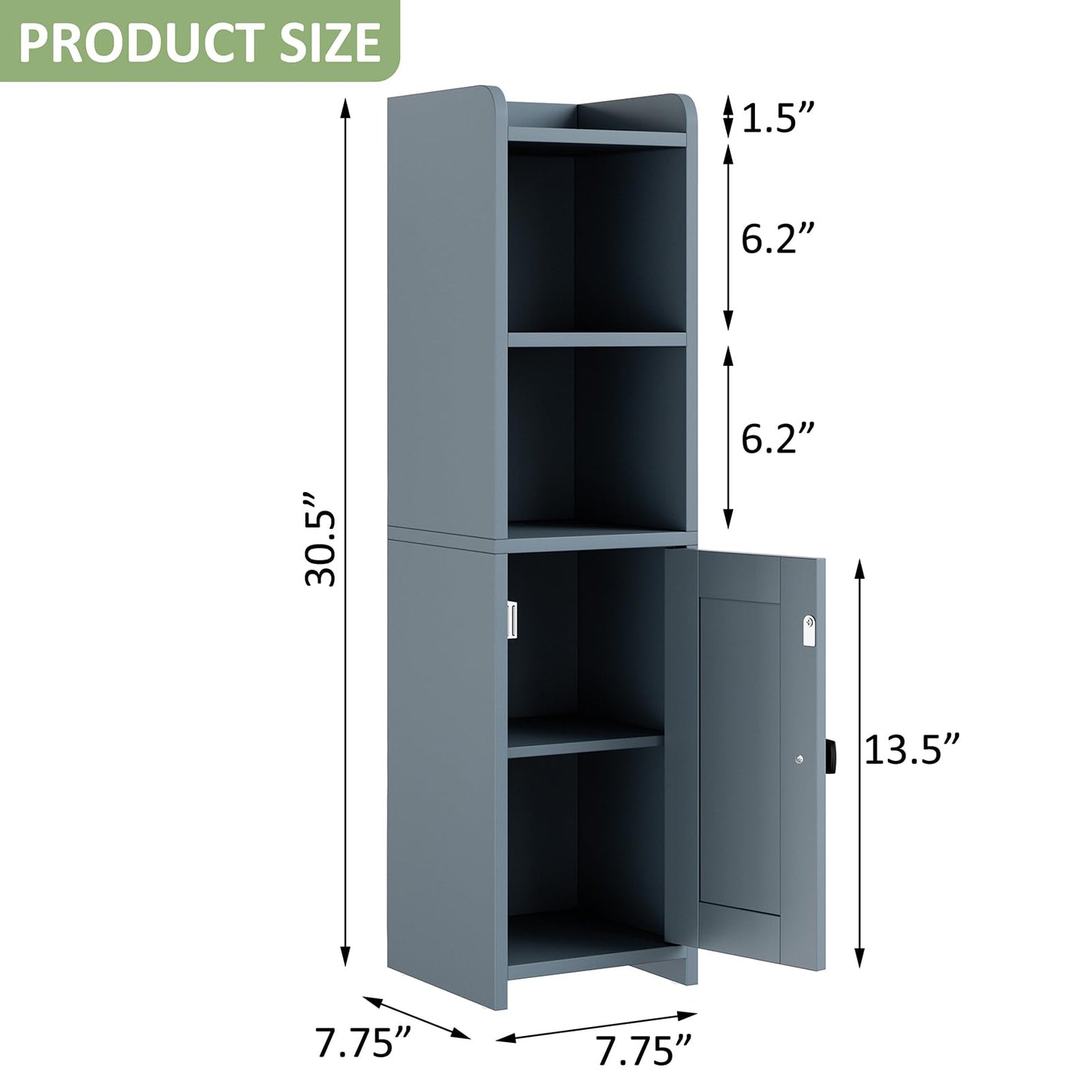 Lomojo Small Bathroom Storage Cabinet Corner, 7.87" Dx7.87 W x31.5 H (Gray)