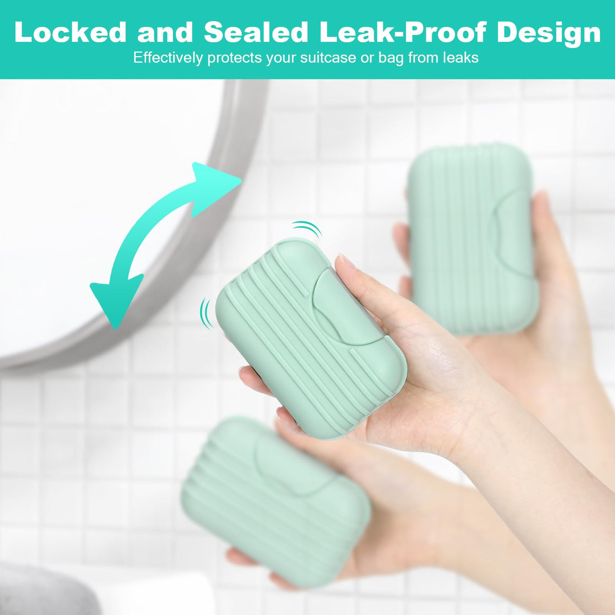 Alyvisun 2Pcs Travel Soap Dishes with for Shower Travel Outdoor, Green + Grey