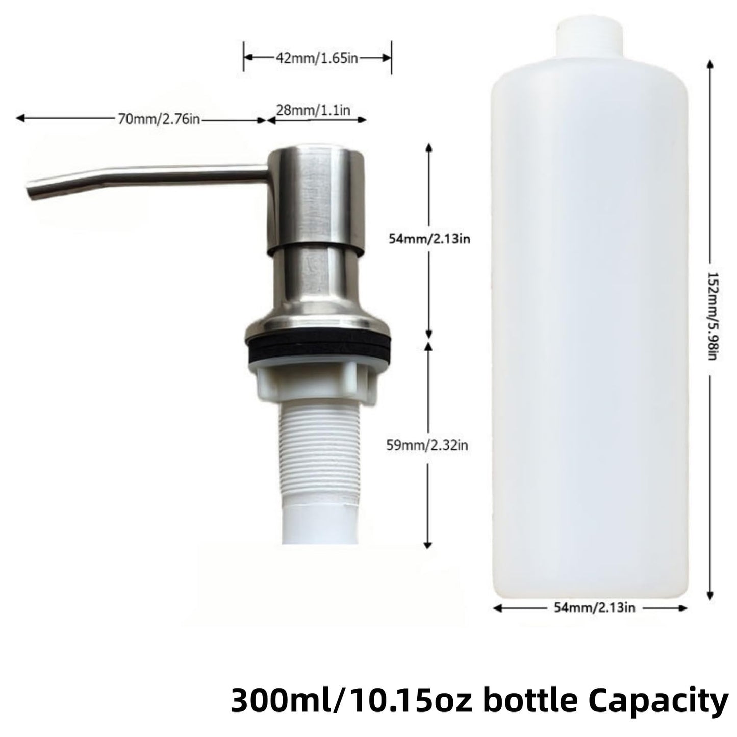 Built in Soap Dispenser for Kitchen Sink, Counter soap Dispenser Refill Countertop Pump Lotion Dispensers for Kitchen Sink(300ml)
