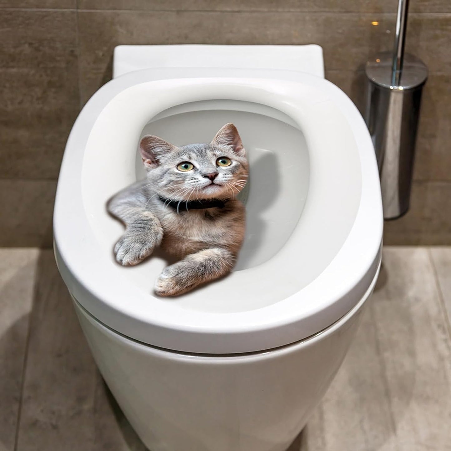 Cute Cat Toilet Seat Lid Sticker Cartoon Waterproof Self-Adhesive Removable Toilet Lid Decal Bathroom Decoration Toilet Lid and Tank Covers (30cm)