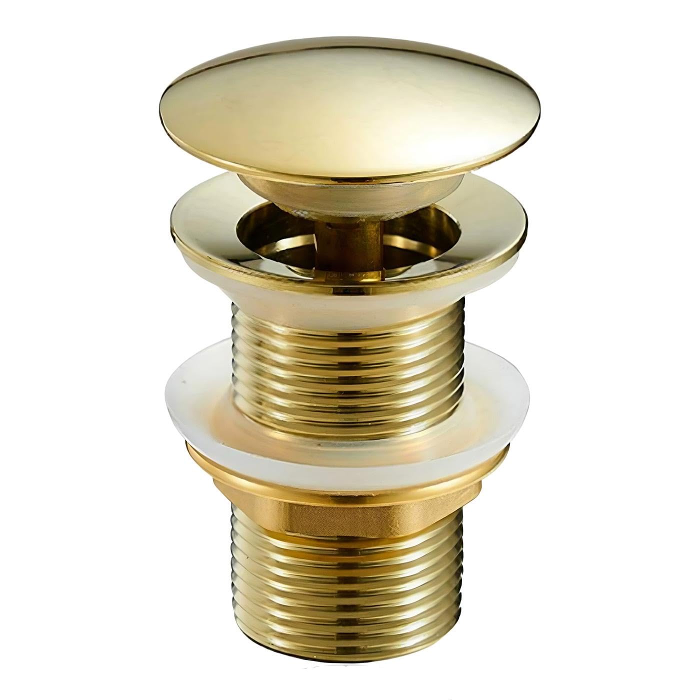 Gold Brass Basin Plug, Basin Sink Waste Slotted Pop Up Drain Plug, 1 PC Waste Drain Without Overflow for Wash Basin, Bathroom, Kitchen, Vessel Sinks
