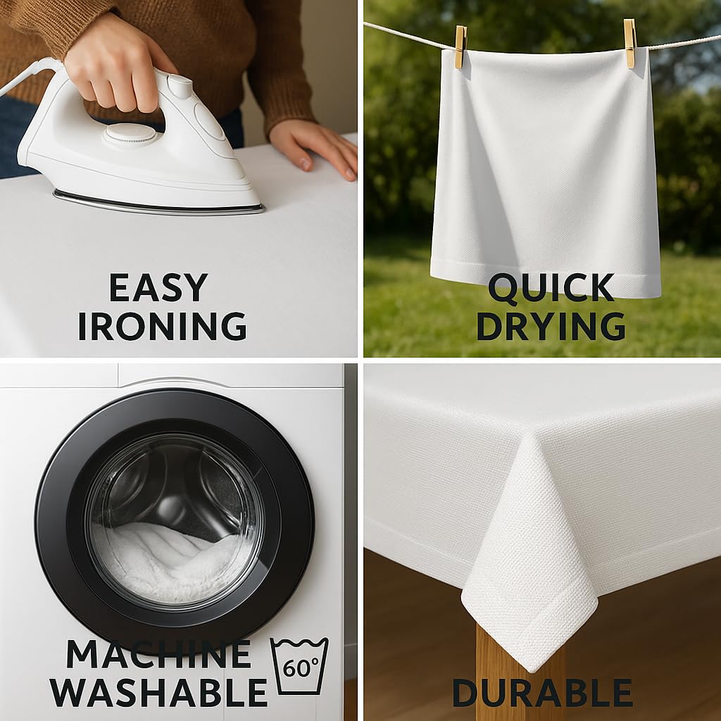 Table Runner Made of Minimate Fabric Modern, Smooth, Wide Hem, Non-Iron, Durable, Washable up to 60°C, Can be Tumble Dried, Kitchen and Living Room