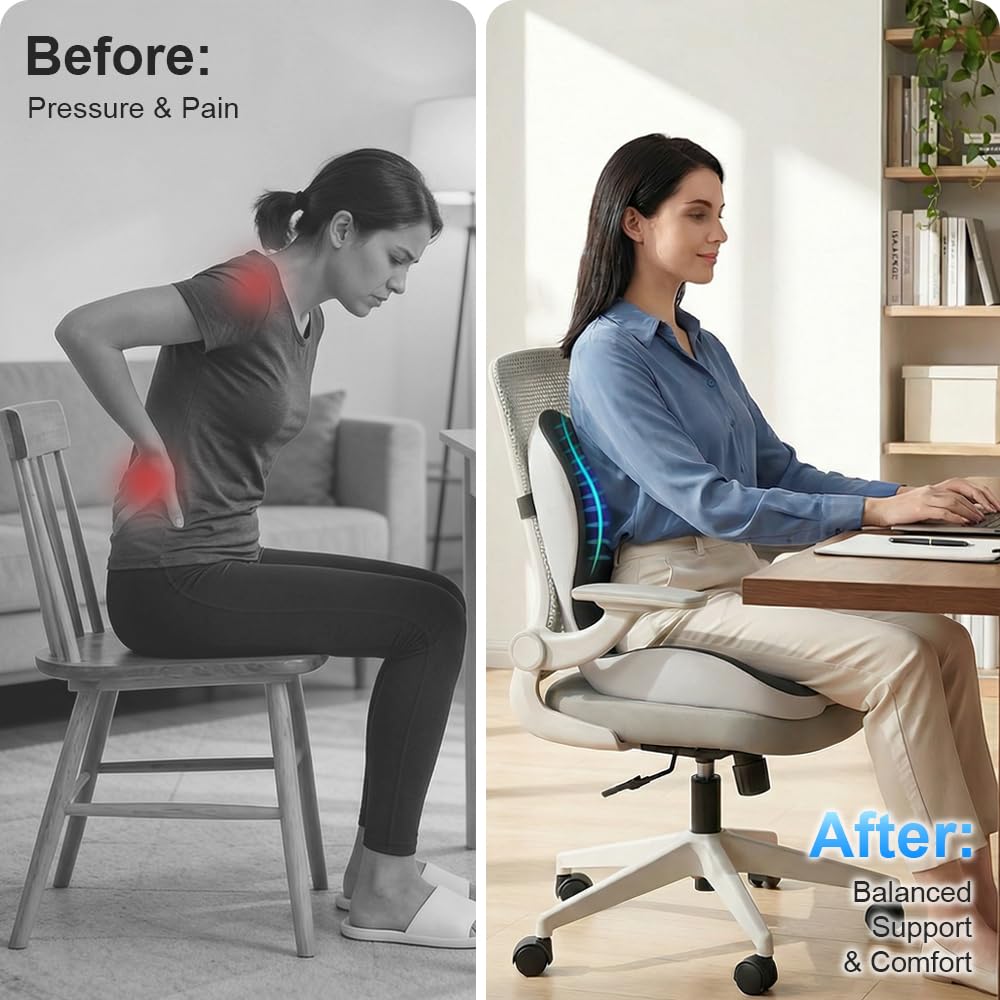 Orthopedic Memory Foam Coccyx Seat Cushion for Lumbar Back Support