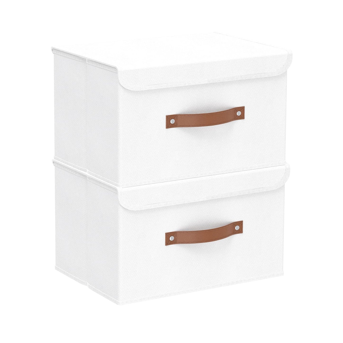 Yawinhe Foldable Storage Boxes, 2 Pack Fabric Baskets,33x23x20cm,White