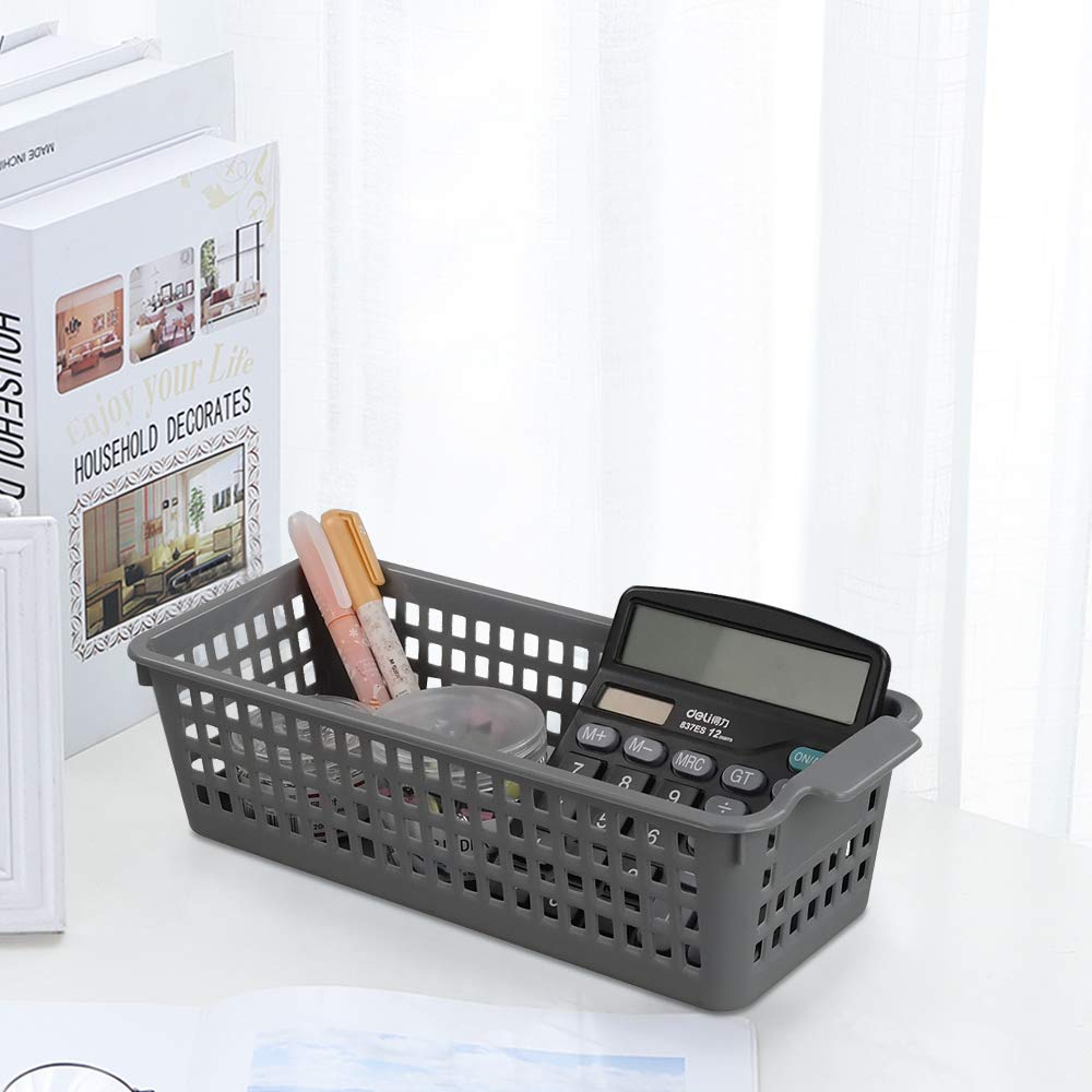 Yarebest 3-pack Small Plastic Storage Basket, Slim Organizer Baskets