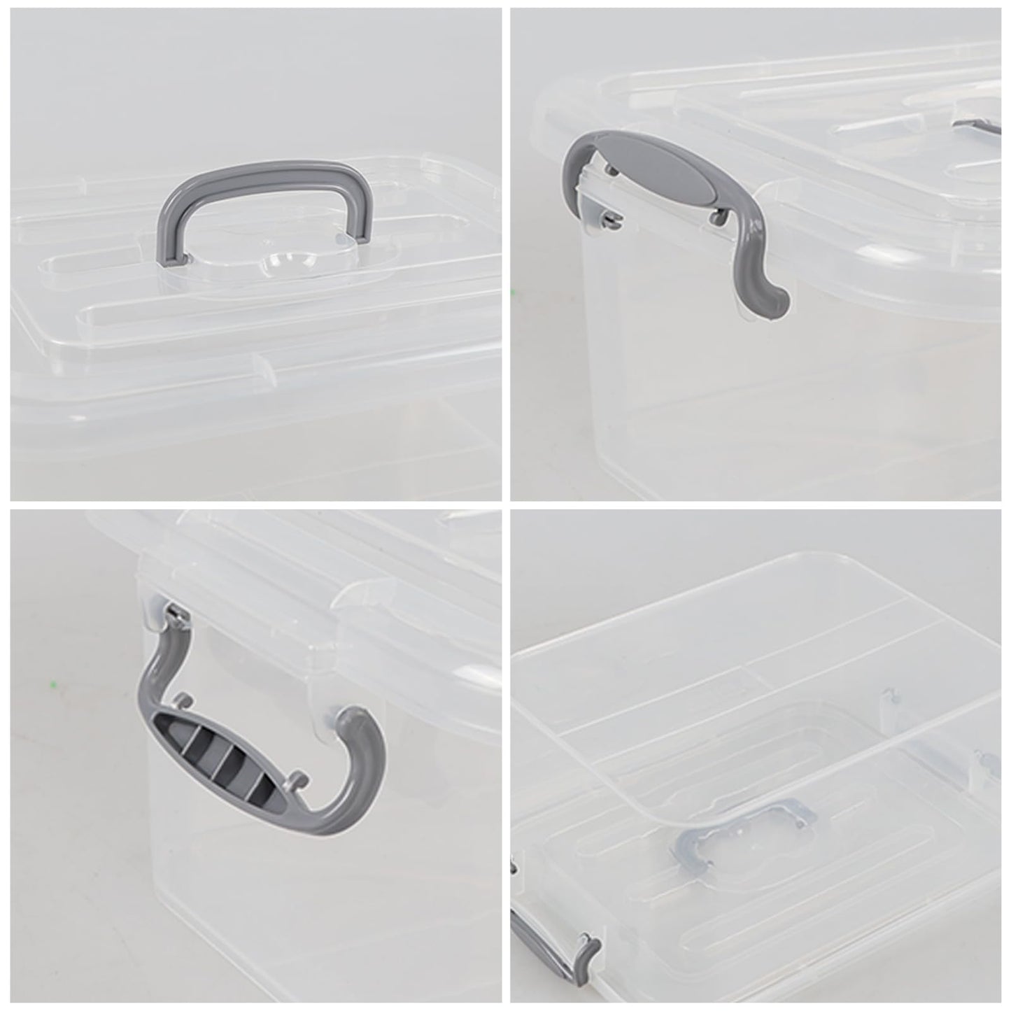 Afromy 6 Packs Storage Boxes with Lids, Clear Plastic Bin with Handle, 8L