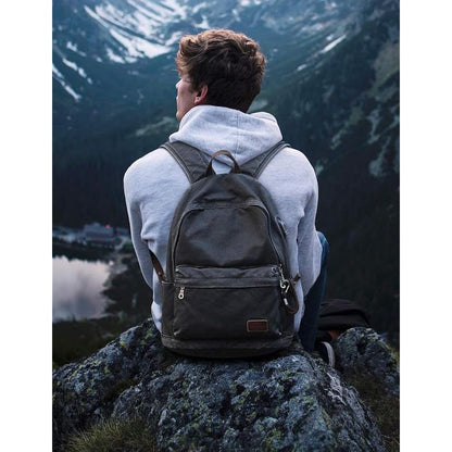 Muzee Canvas School Backpack with 15.6 inch Laptop for Men Women, Lightweight Anti-Theft Travel Daypack College Student Backpack Mit USB Charging Port