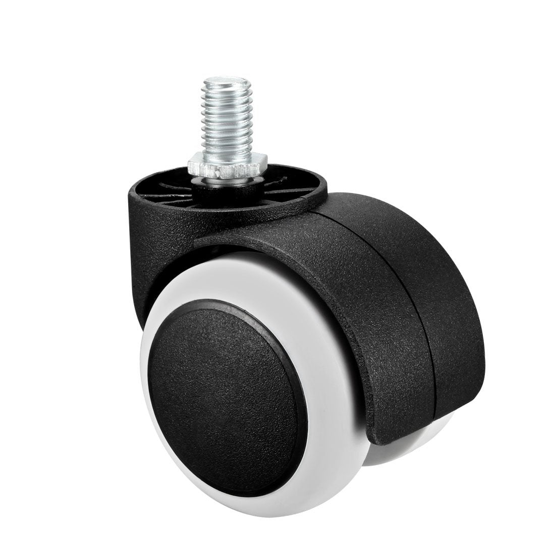 sourcing map Office Chair Casters Wheels 2 Inch PU Twin Wheel M10x14mm Threaded Stem Swivel Caster White, 5 Pcs