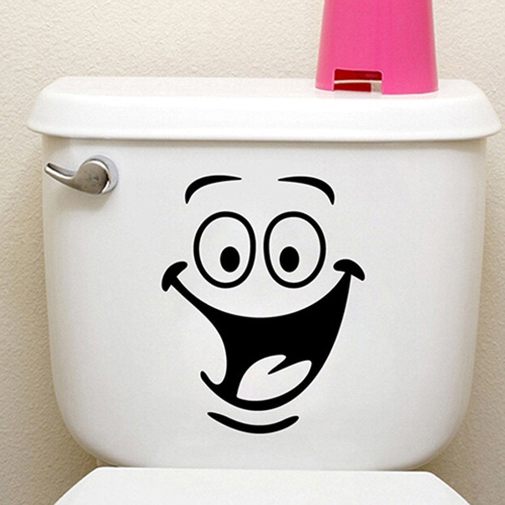 Smiley Face Toilet Sticker | Funny Cheerful Bathroom Stickers | Funny Toilet Seat Sticker