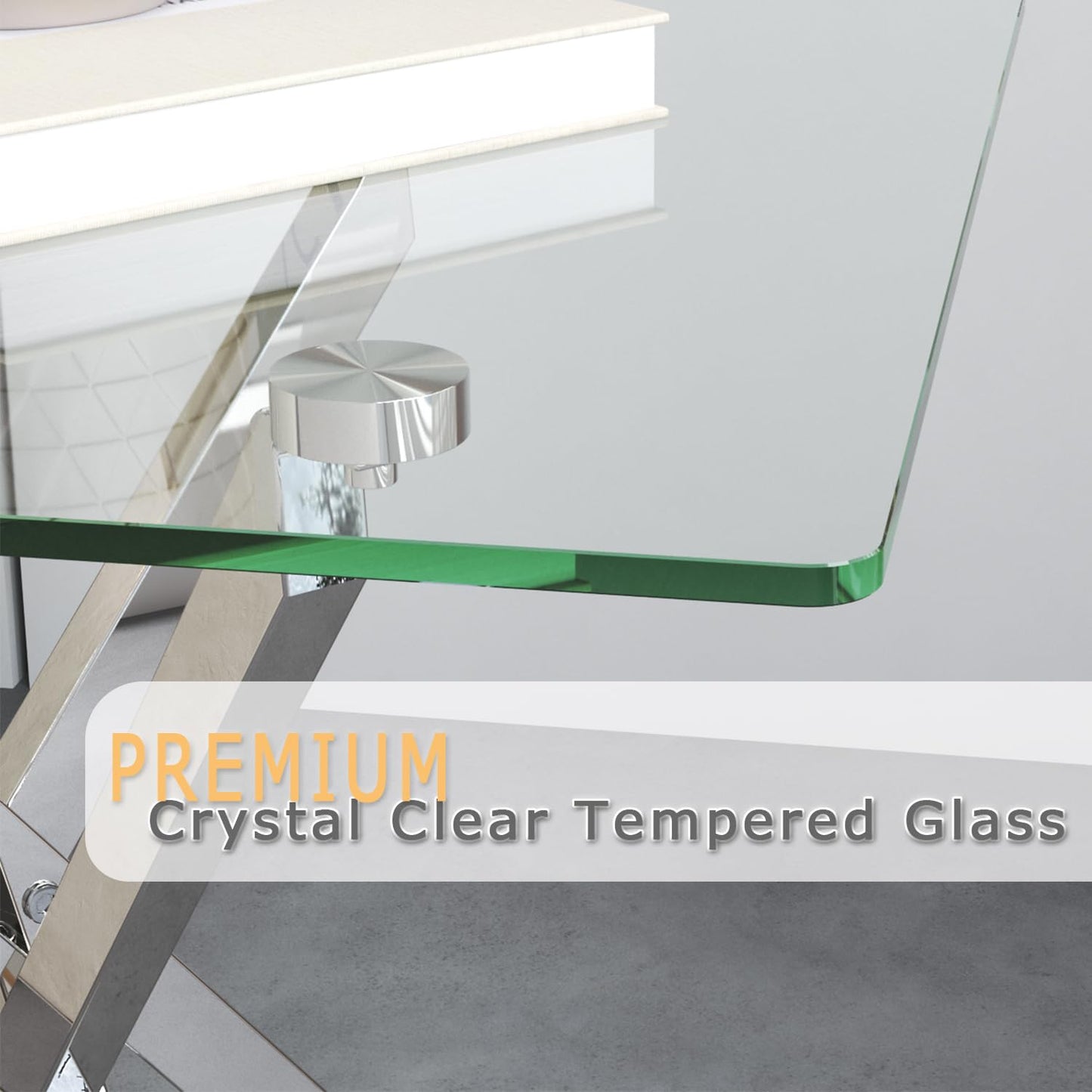 GOLDFAN Small Glass End Table with Chrome Legs for Living Room Square Side Table Modern Contemporary Nightstand for Bedroom (Glass&Chrome Legs)