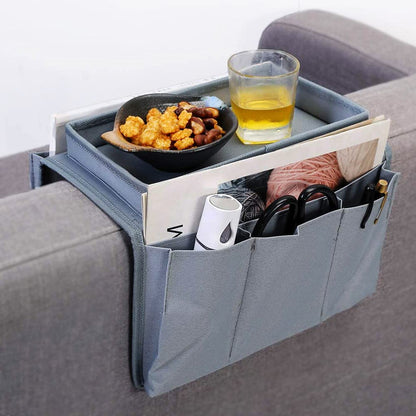 Sofa Candy Organizer with Tray Sofa Armrest Organizer with Cup Holder Couch Armchair TV Remote Caddy Sofa Storage Bag for Phone Tablet Book Magazines