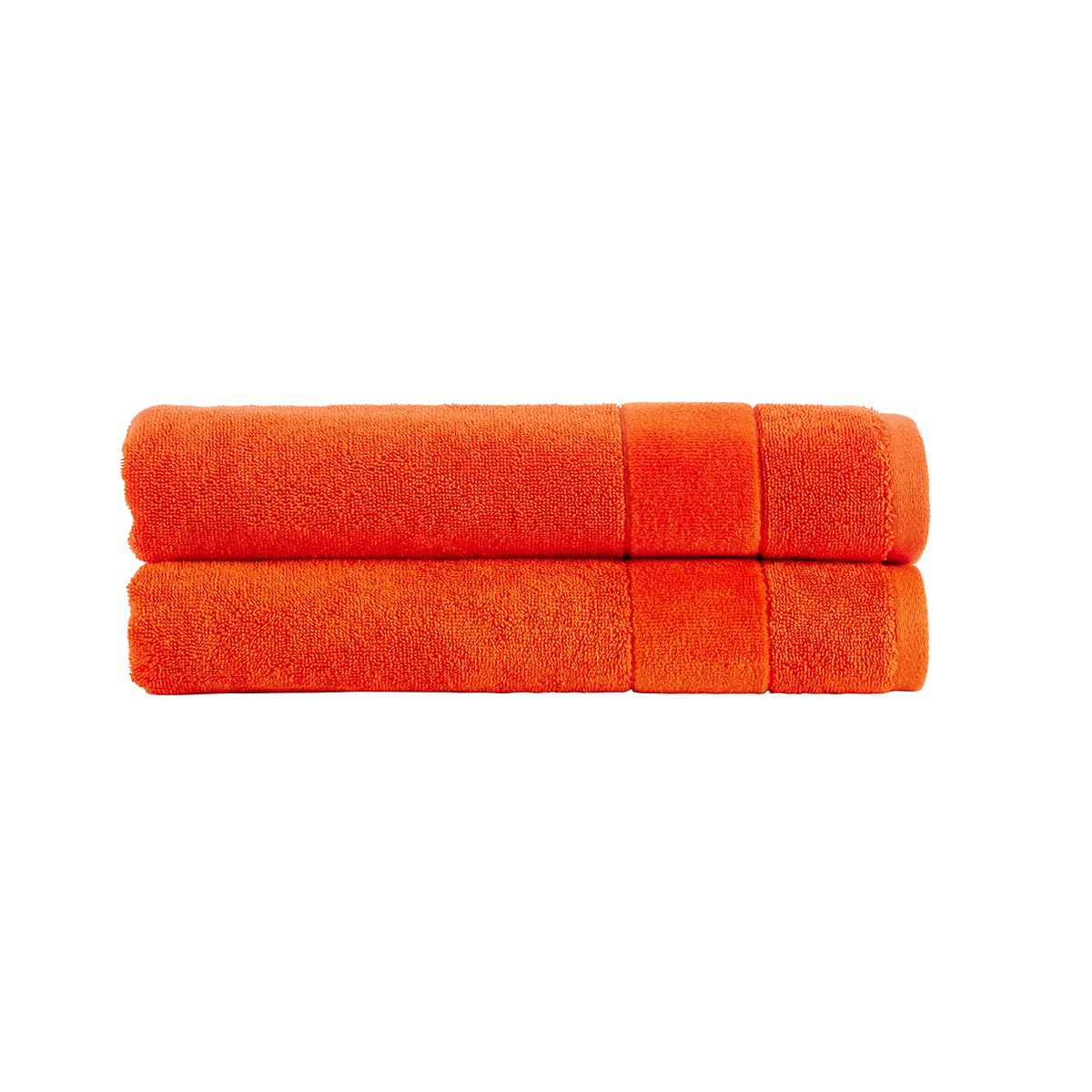 Christy Prism Bath Towel Set | 2 pieces | Vibrant Colours | 100% Turkish Cotton | Super Soft and Fluffy | Quick Dry | Orangeade Orange