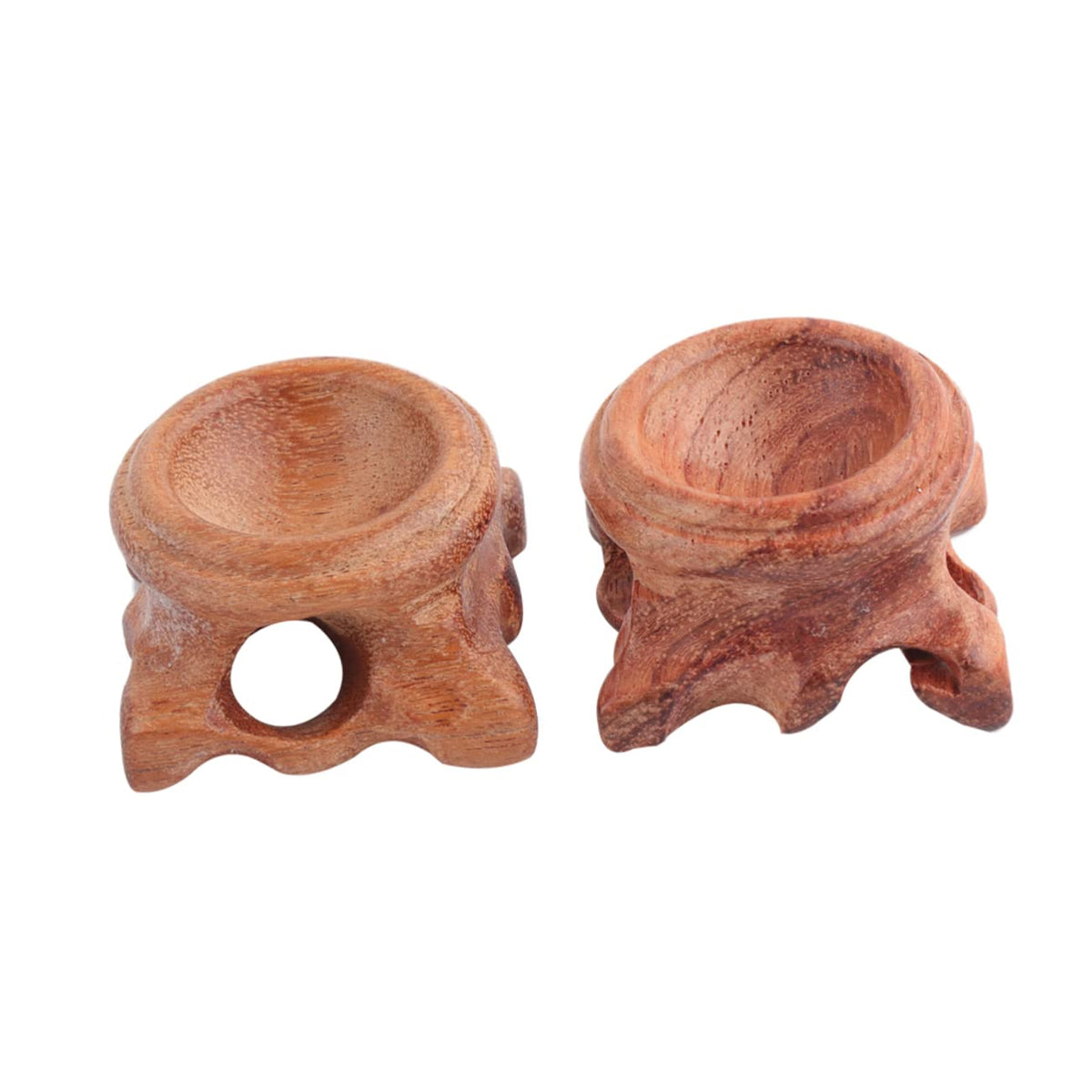 HOMSFOU 2 pcs Crystal Ball Stand Solid Wood Crystal Sphere Holder Glass Ball Base Display Stand for Home Hotel Store and Mall Vintage Round Holder