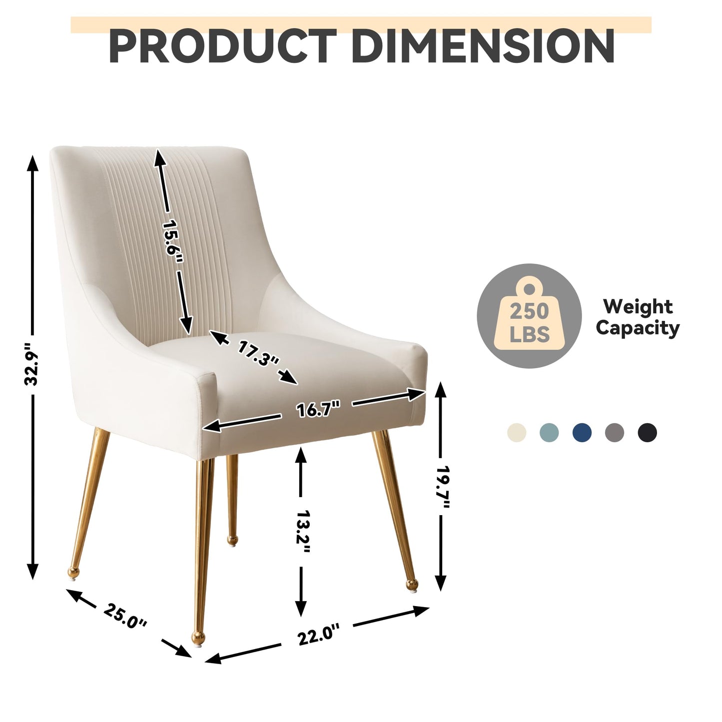 SEYNAR Modern Dining Chairs, Velvet Upholstered Dining Room Chairs with Gold Legs,Tufted Accent Chair Set of 2 for Reception Room Living Room Study