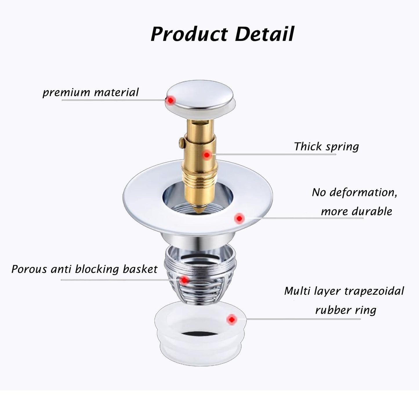 Basin Plug, Easy To Use Sink Plug Replacement, Good Sealing Performance Bullet style Sink Plug Replacement, Suitable For Kitchen And Bathroom, Bath
