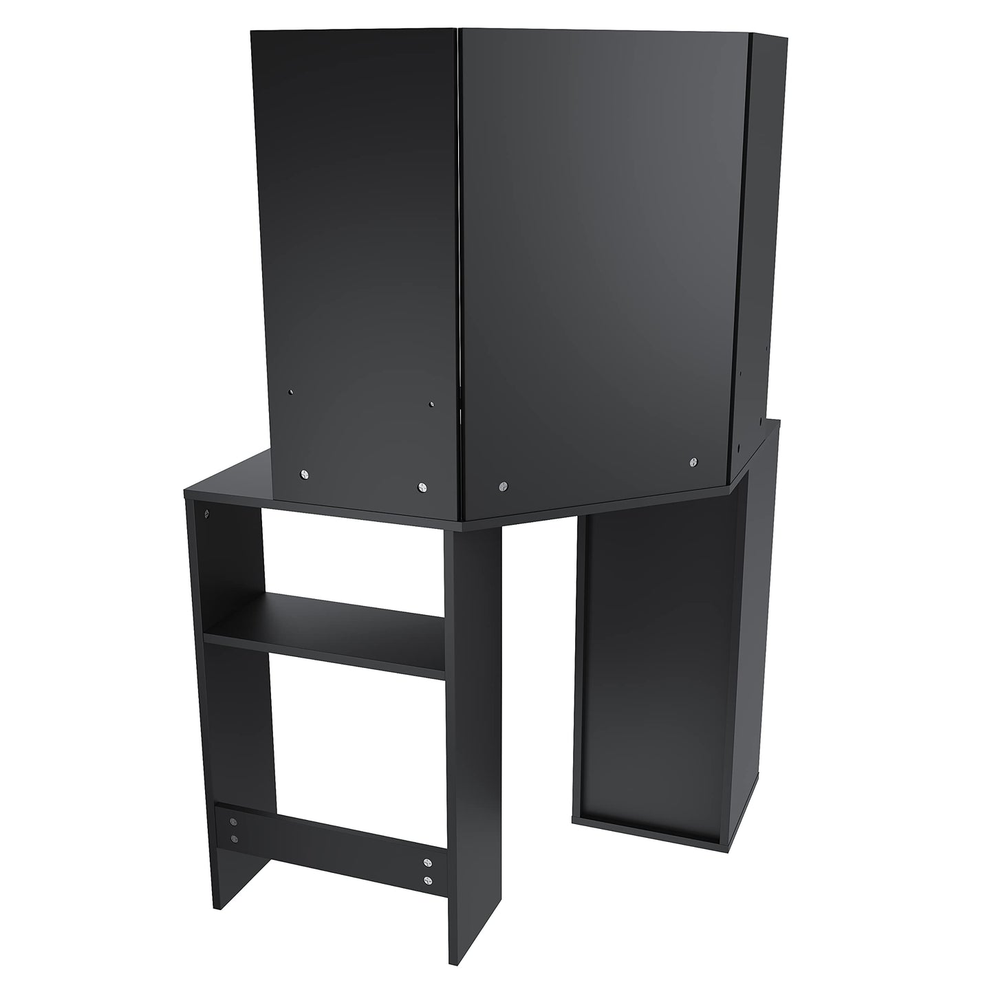 ELEGANT Corner Dressing Table with Mirror and 5 Drawers, 54x111x142cm