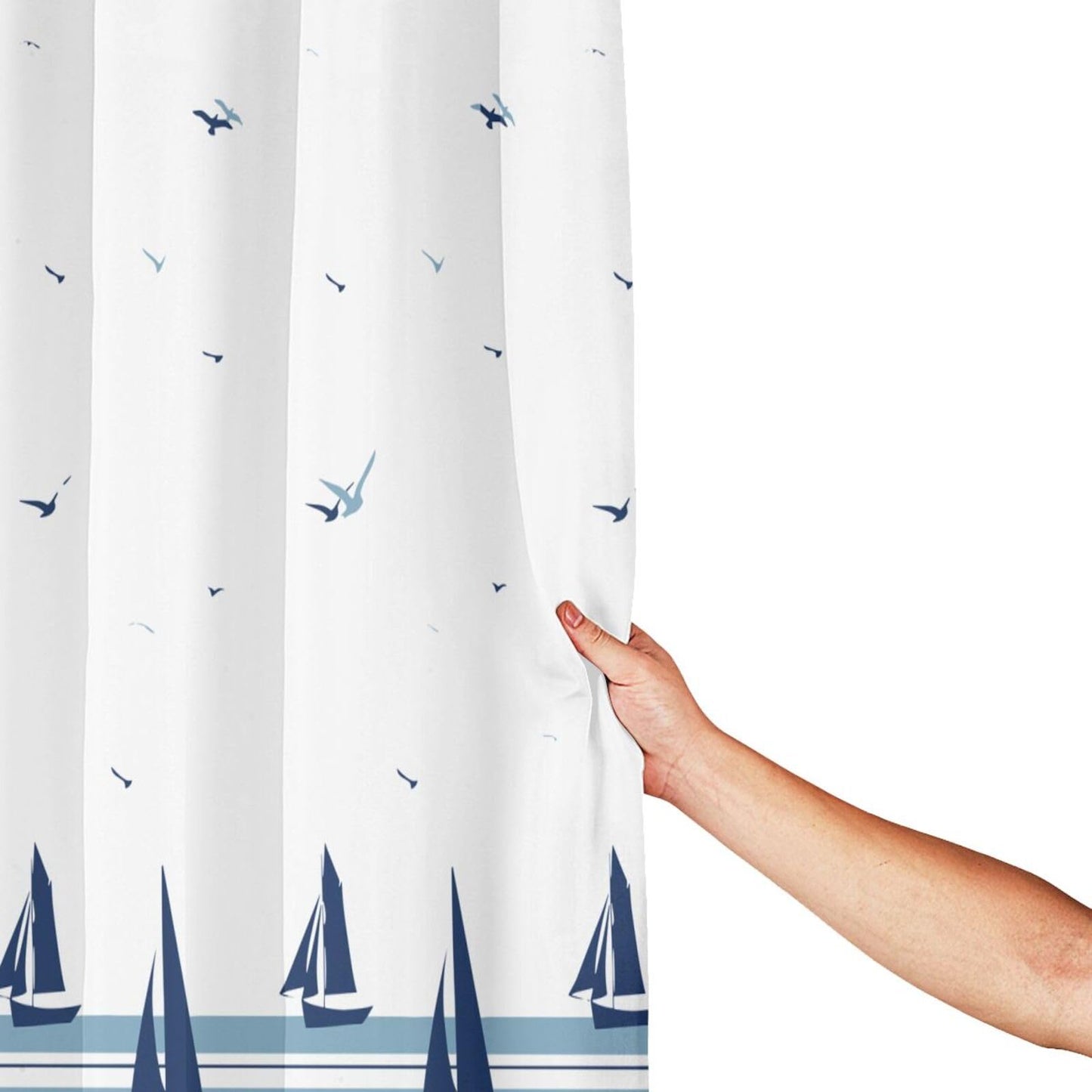 YUAOEUR 3D Garden Shower Curtain 79x72 Inch Ocean Picture Outdoor Garden Green Trees Bathroom Personalized Decor Fabric with Hook