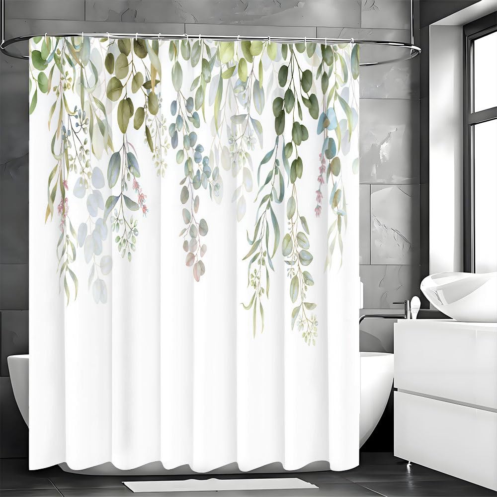 ruitao Shower Curtain, Mould Proof Resistant and Waterproof Washable Polyester Fabric with 12 Hooks, Quick Dry, Shower Curtain for Bathroom