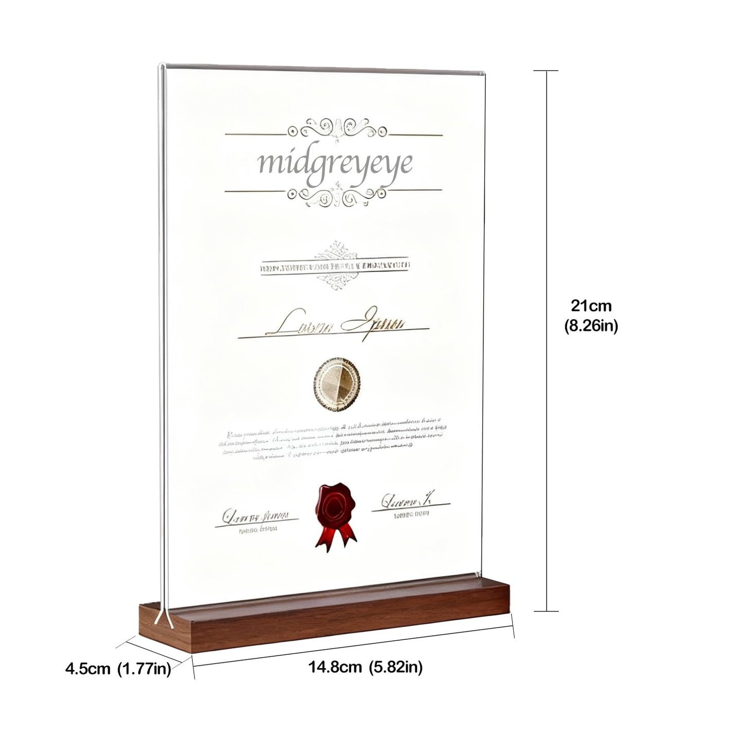 midgreyeye 6pcs A5 Premium Acrylic Sign Holder with Wooden Base A5 Display Stand for Office, Restaurant, Café, Shop, Wedding