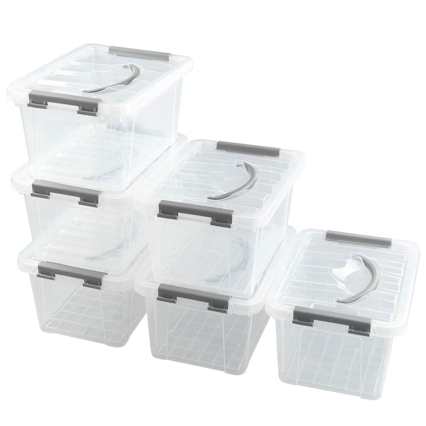 Farmoon 5L Plastic Storage Boxes, Clear Latching Container, 6 Packs
