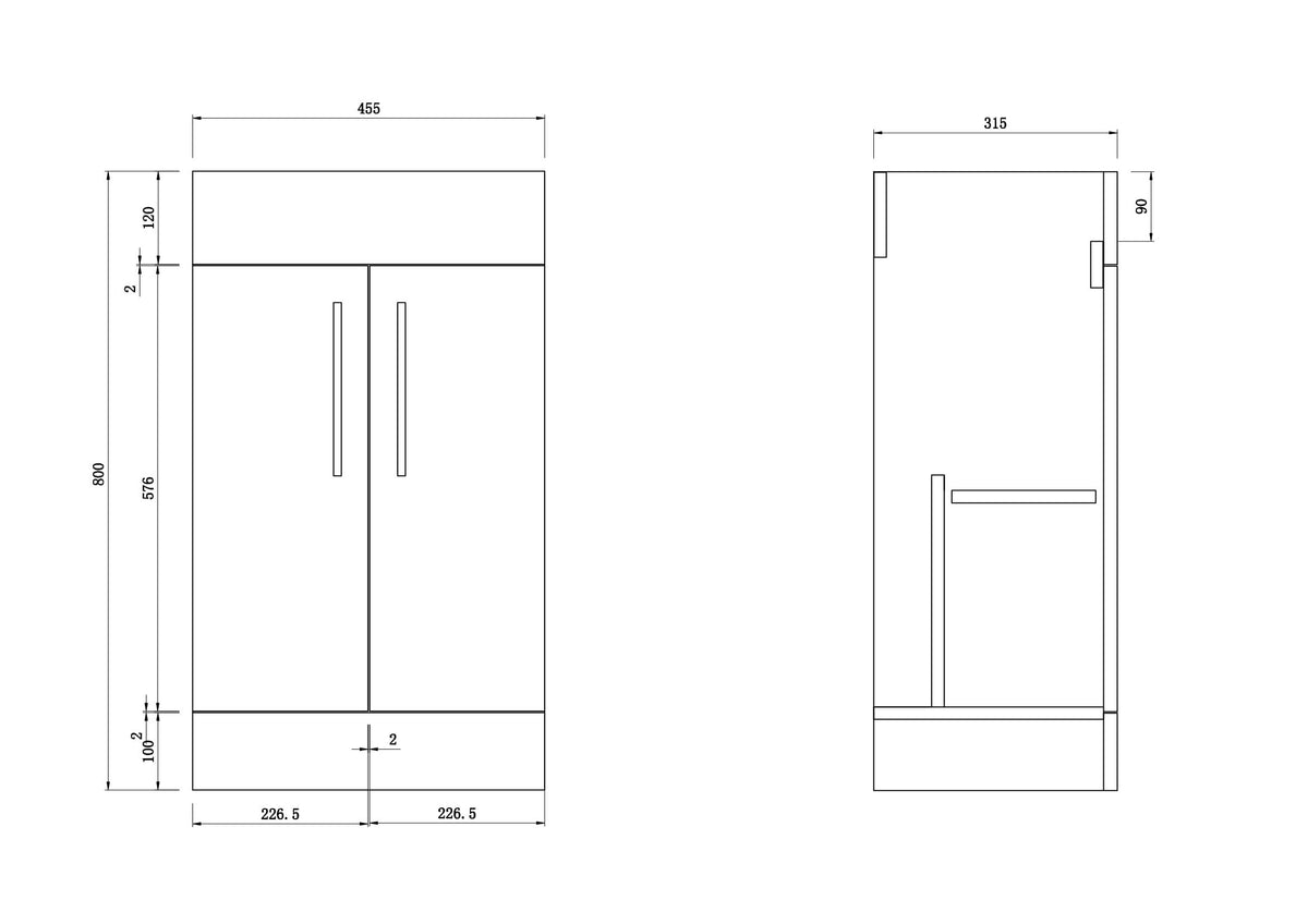 VeeBath PLAN50 Cosmo Twin Soft Close Door Bathroom Vanity Cabinet Furniture Unit with Ceramic Basin-500mm, White
