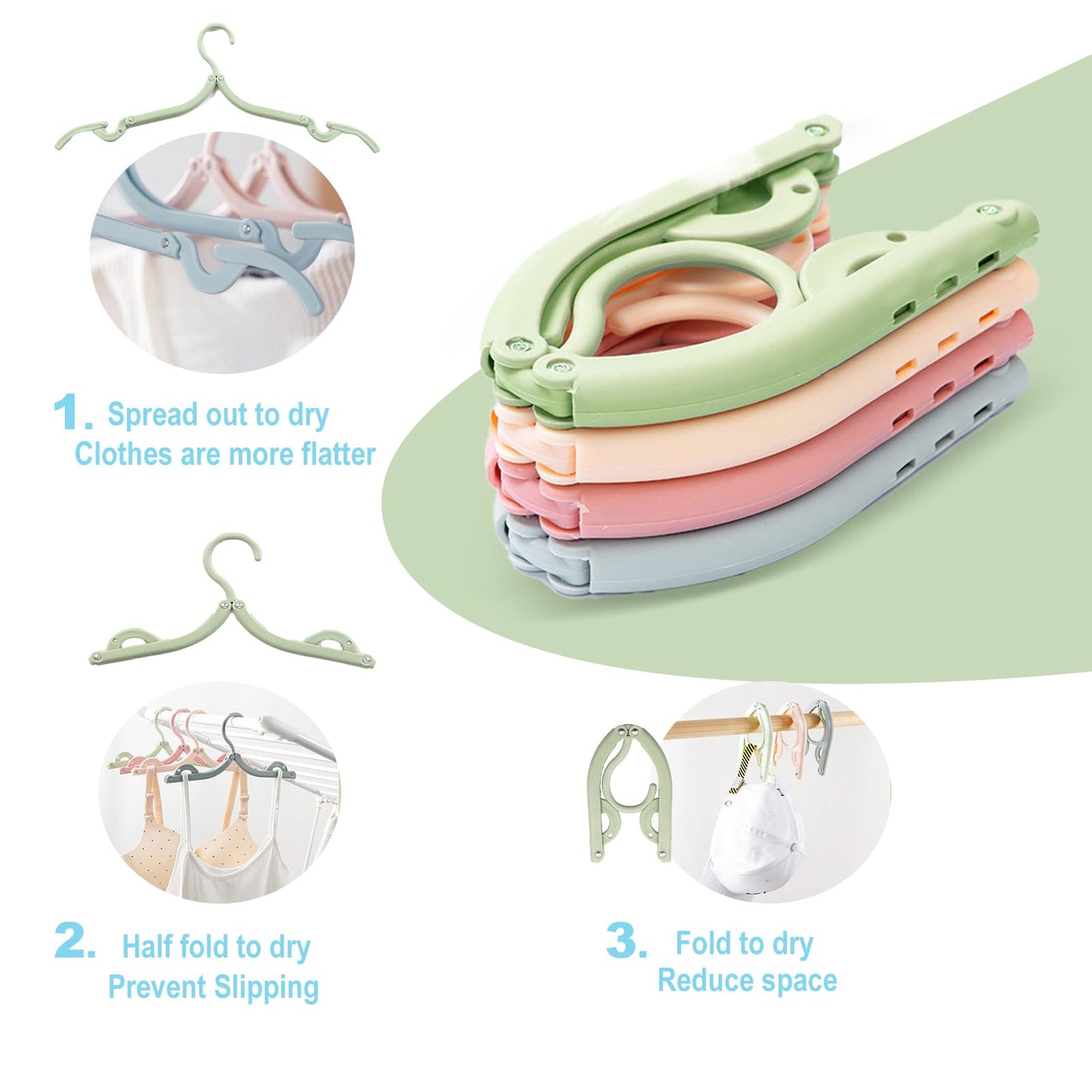 Portable Travel Hangers, Portable Clothes Hangers Save Space, Folding Plastic Clothes Hanger Multifunction Travel Accessories for Home Hotel Camping
