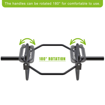 Kipika Barbell Olympic Trap Bar, Hex Bar, Shrug Bar, Deadlift Bar with Stand and Folding Handles for Olympic Weight Lifting, Shrugs, Squats, Solid 2