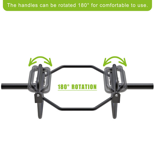 Kipika Barbell Olympic Trap Bar, Hex Bar, Shrug Bar, Deadlift Bar with Stand and Folding Handles for Olympic Weight Lifting, Shrugs, Squats, Solid 2