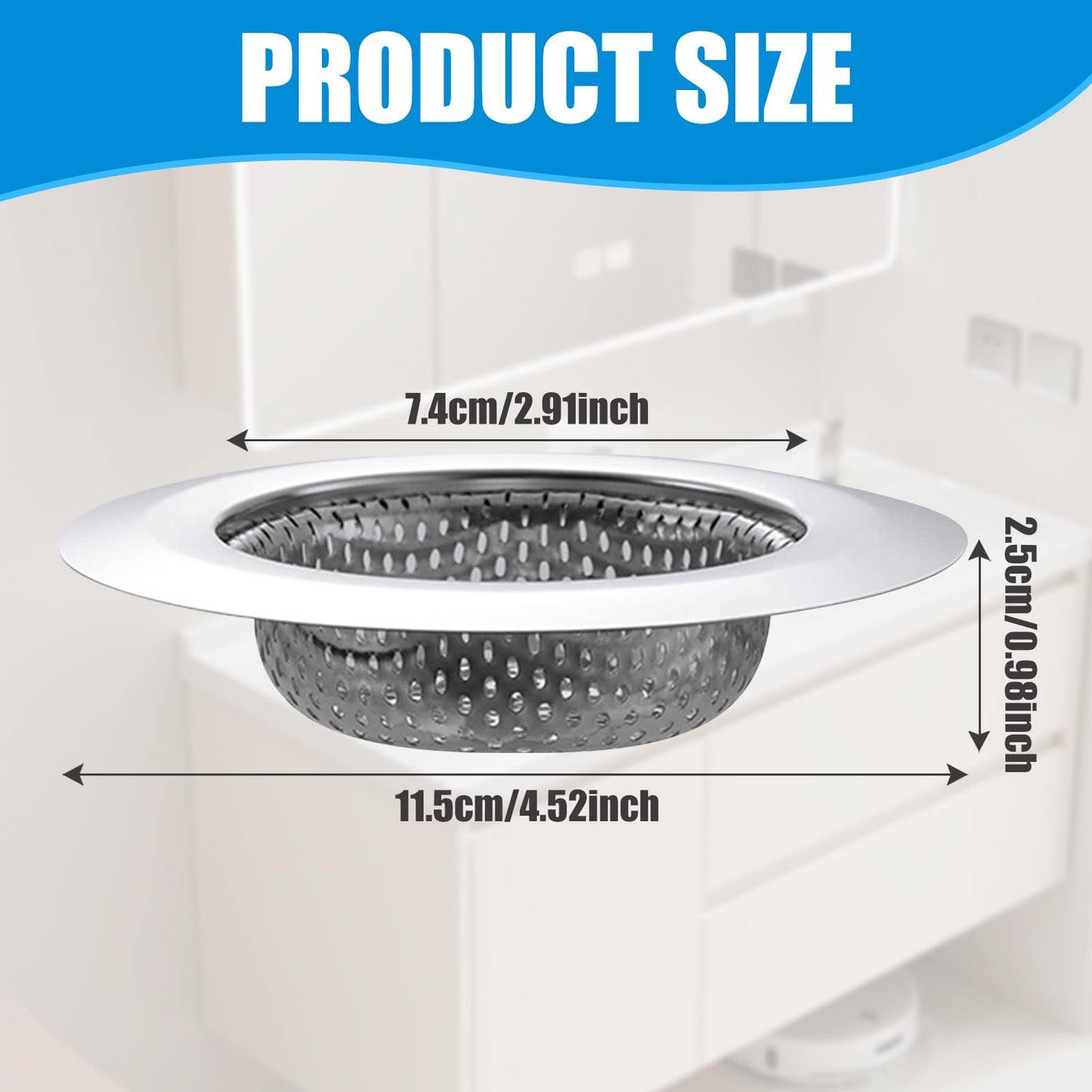 2 Pcs Kitchen Sink Strainer Hair Catcher for Shower Drain Stainless Steel Standard Sink Drain Protector Hair Catcher for Kitchen Bathroom Shower